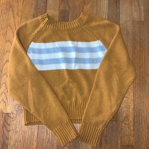 L. A Hearts Burnt Orange with Blue and White Stripped Cropped Sweater